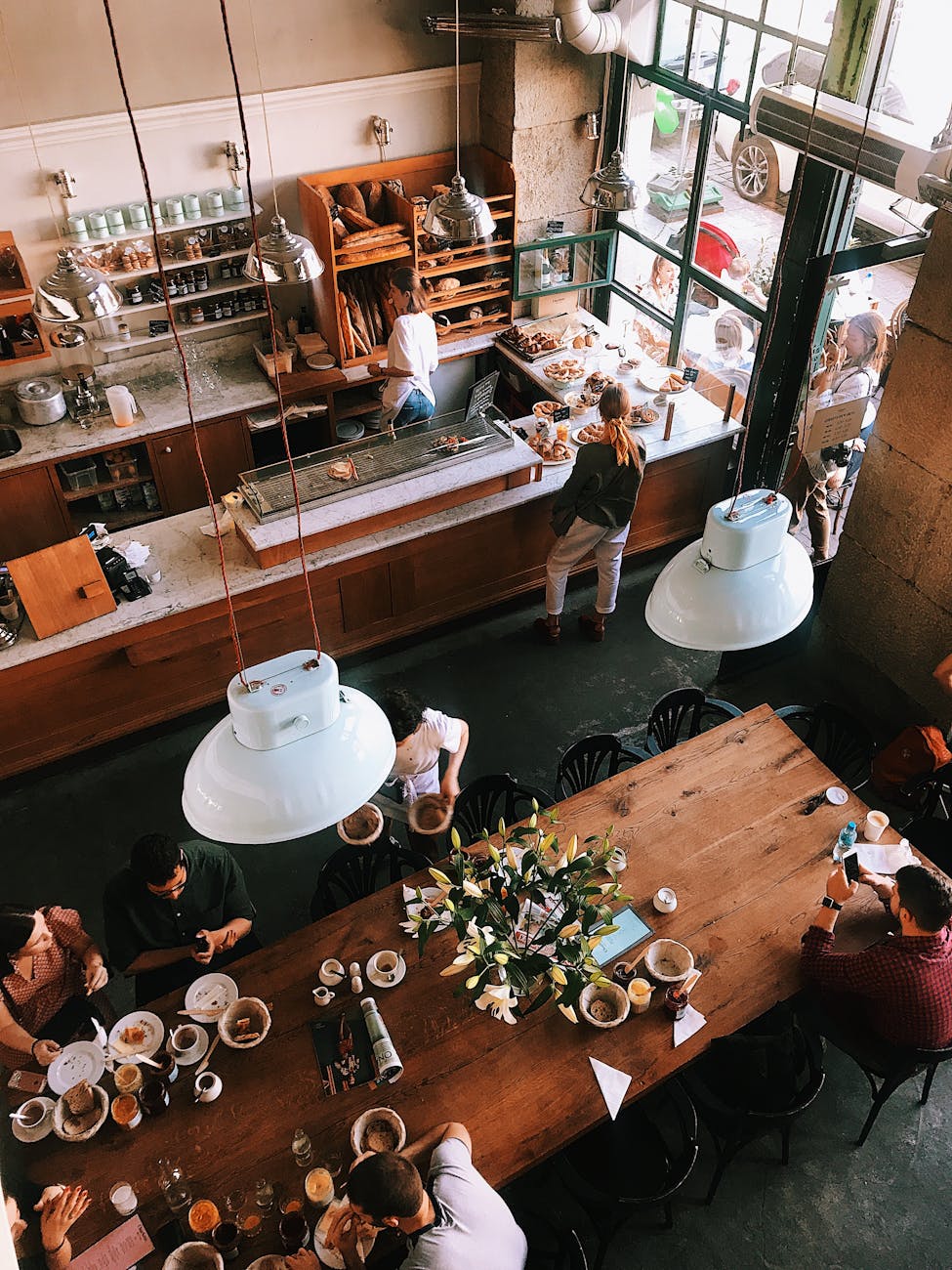 Overhead view of small cafe